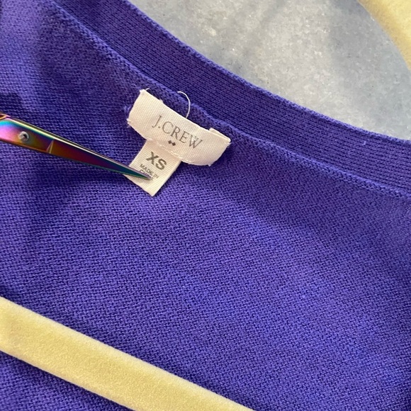 J. Crew Size XS Dark Periwinkle Short Sleeve V Neck Button Front Knit Cardigan - Picture 7 of 8